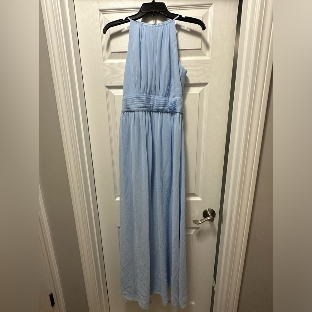 David’s Bridal Light Blue Chiffon Bridesmaid Dress Formal Gown